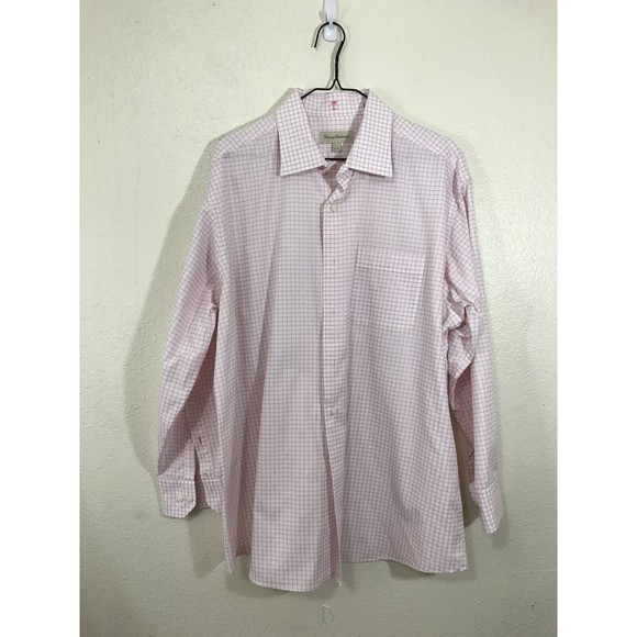 Men's TOMMY BAHAMA Pink, White Plaid Button Down DRESS‎ Shirt Sz 17 32-33 - Picture 4 of 8